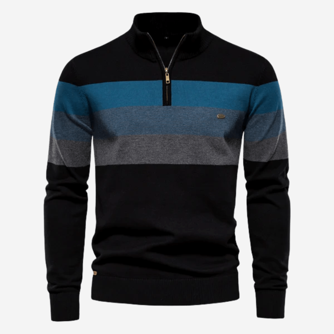 Men's Pullover Striped Stylish Quarter-Zip