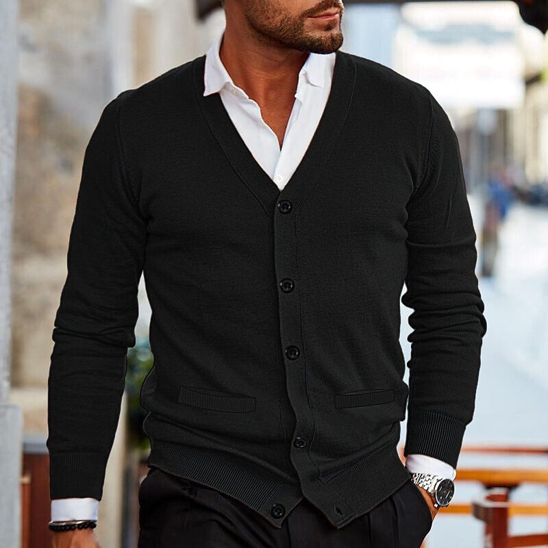 Men's Cardigan Long Sleeve V-Neck Buttons