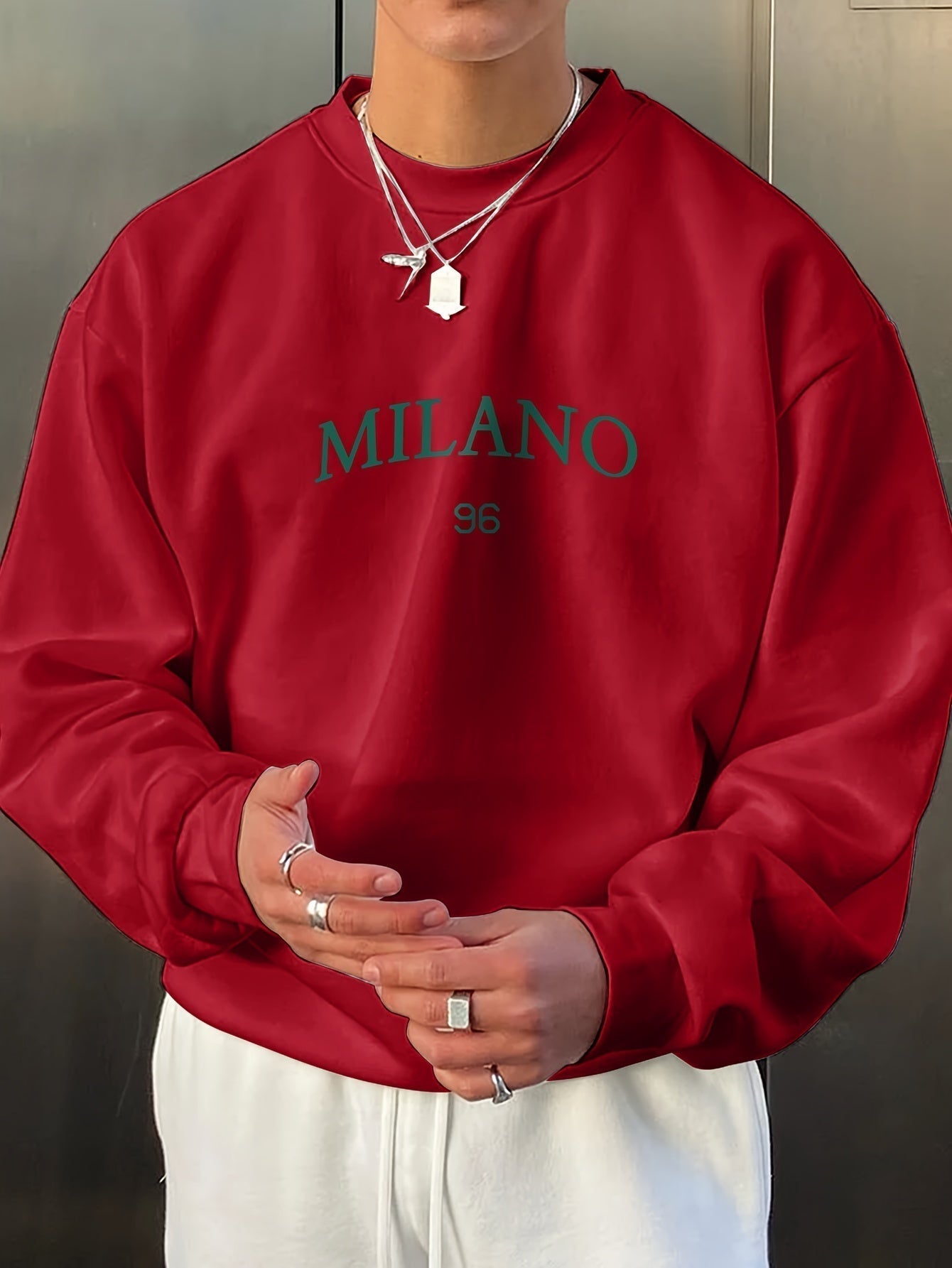 Men's large crew neck sweatshirt with print