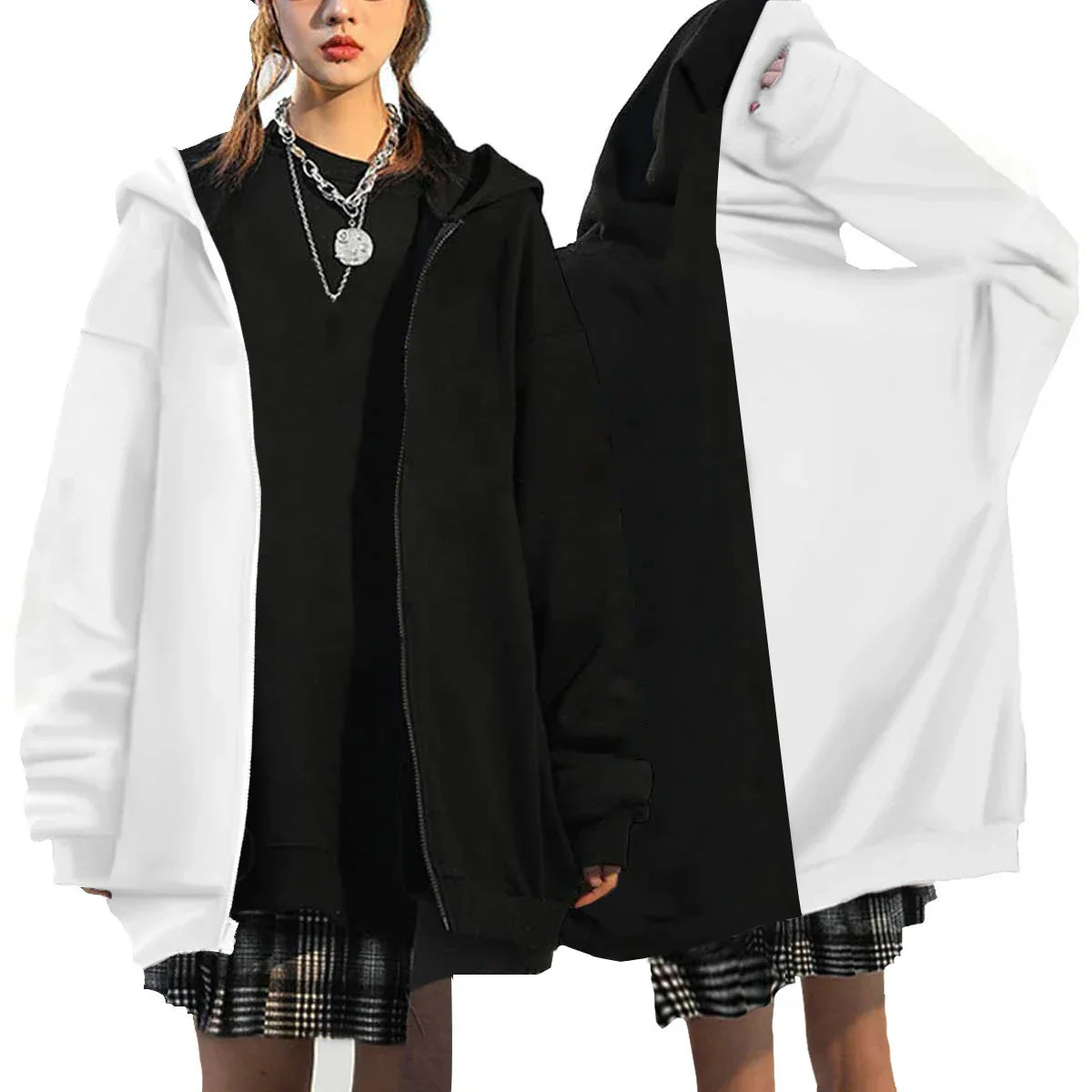 Women's Modern Hooded Jacket with Zipper