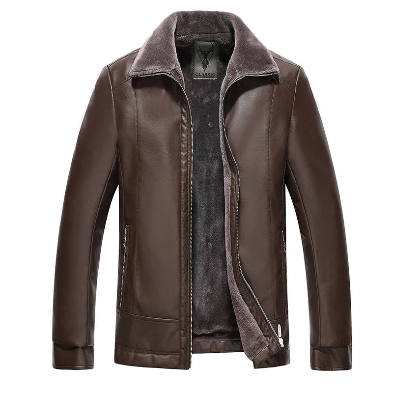 Lederjacke Warm Fleece-Futter Dickes Fell