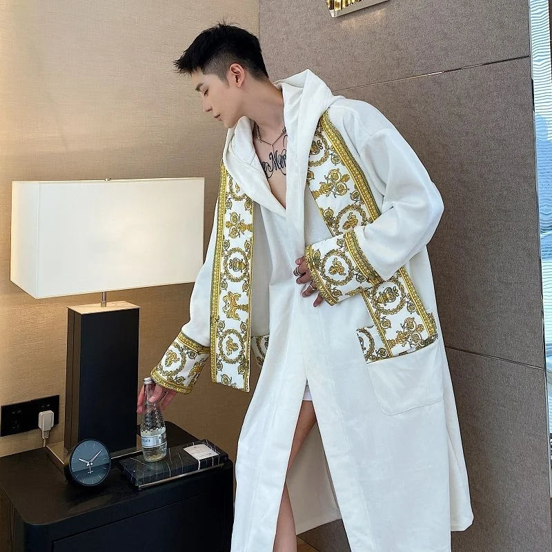 Men's Velvet Luxury Hooded Bathrobe