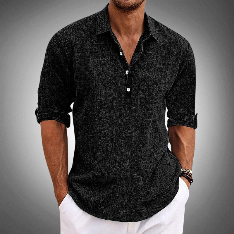 Men's Long-Sleeve Polo Shirt Casual Style
