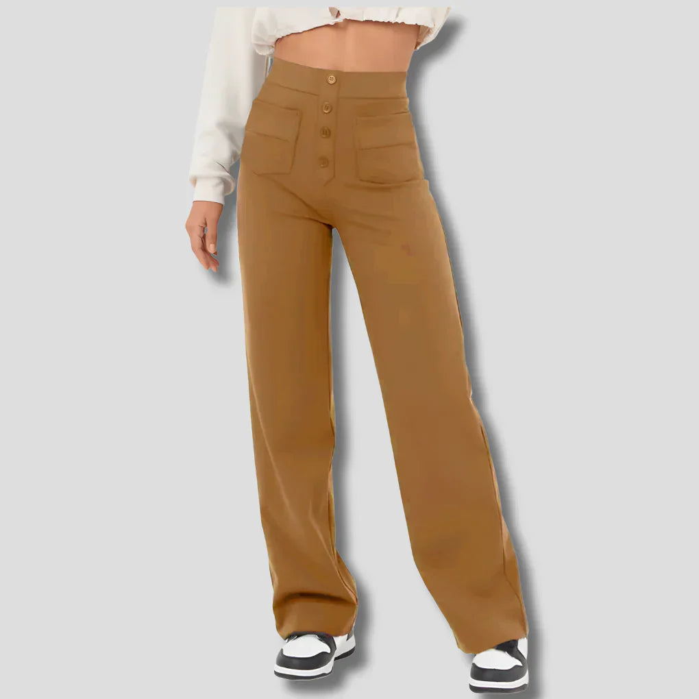Women's High-Waisted Straight-Leg Trousers