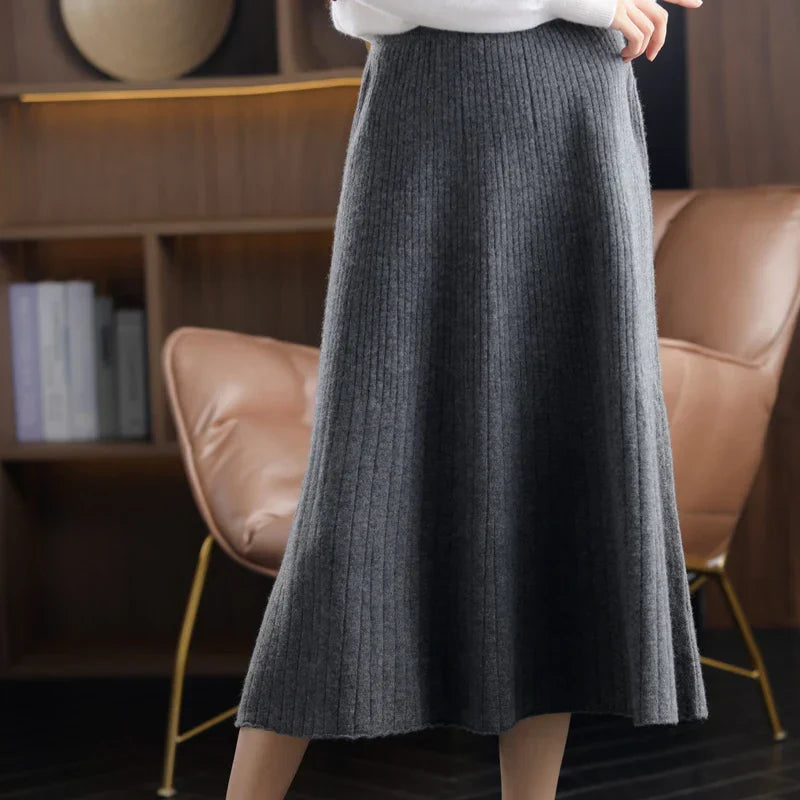 Stylischer Wollrock Damen Faltenrock Eleganz