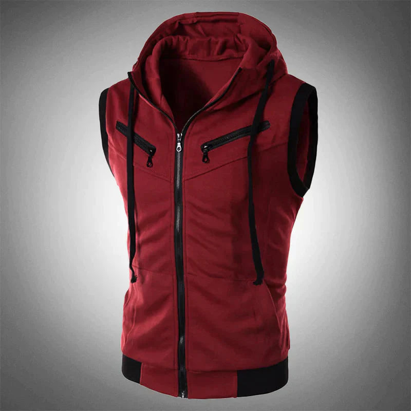 Men's Hoodie Vest Sporty Hoodless Zipper Vest