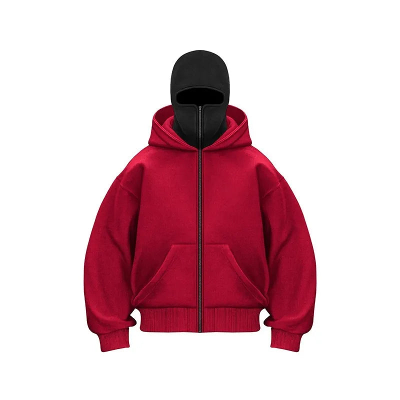 Men's Warm Hoodie with Face Mask and Zipper