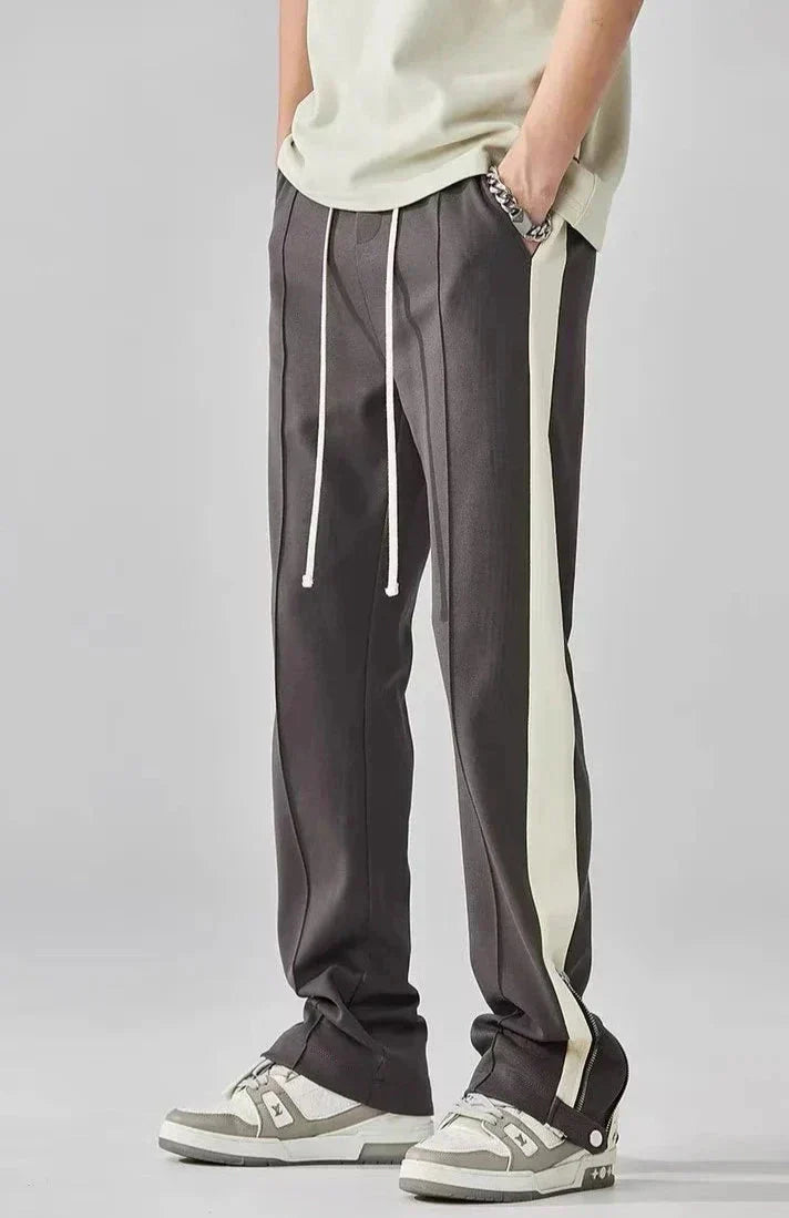 Men's Retro Tracksuit Bottoms Straight Leg Cotton