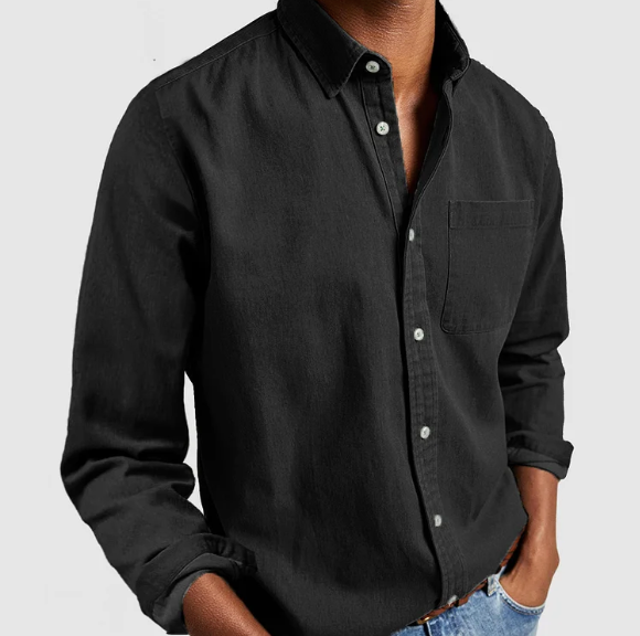 Men's Casual Long-Sleeve Denim Shirt