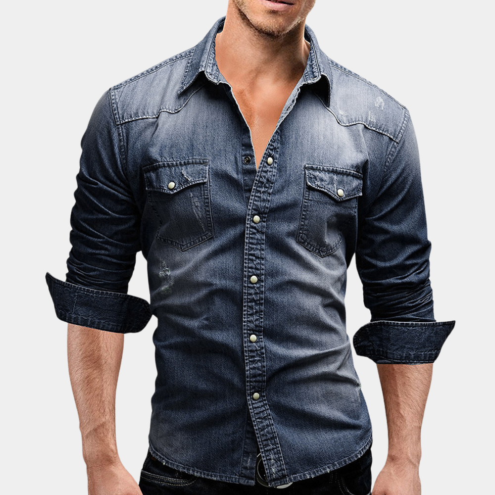 Men's Slim Fit Long-Sleeve Denim Shirt