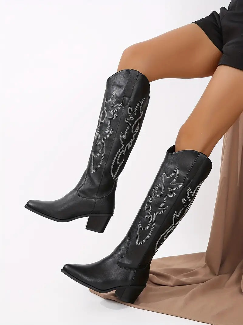 Stylish Cowboy Boots with Embroidery