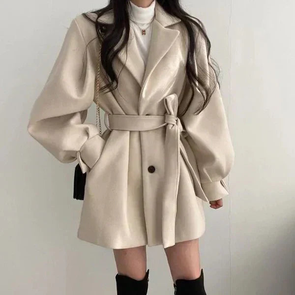 Elegant Short Coat with Belt