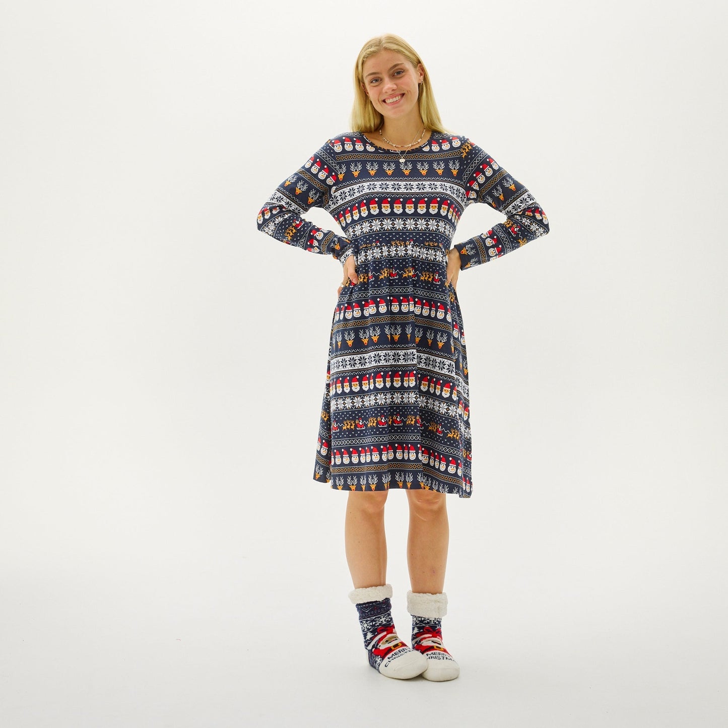 Weihnachtskleid Damen Elegant Rot - IdealeKleiden