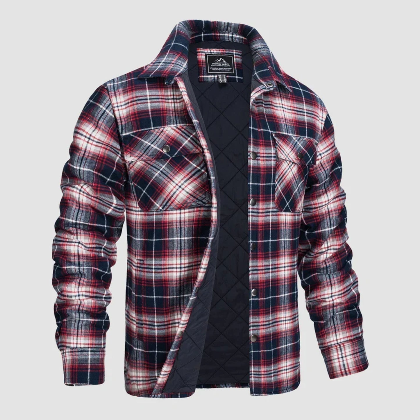 Men's Plaid Button-Up Flannel Jacket