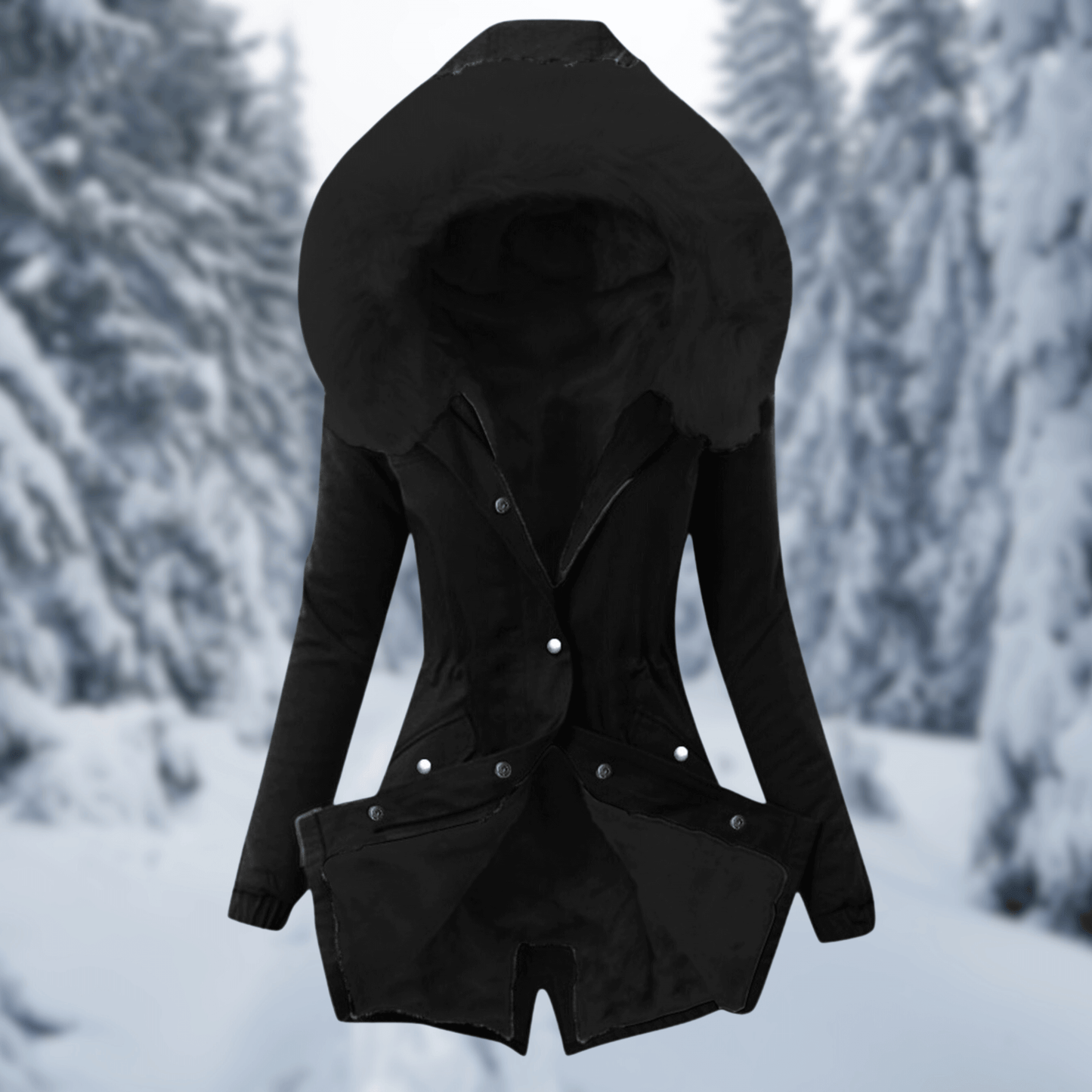Women's Winter Jacket Cotton Warm with Hood and Faux Fur