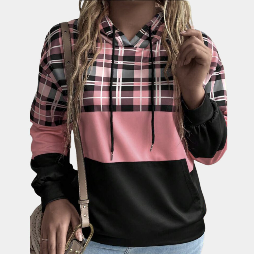 Herbstliche Frauen-Hoodie Farbblock-Design - IdealeKleiden