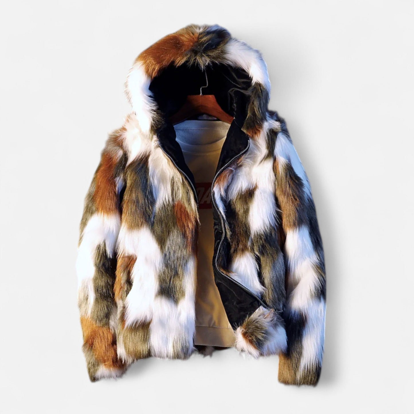 Men's Faux Fur Coat Warm with Hood