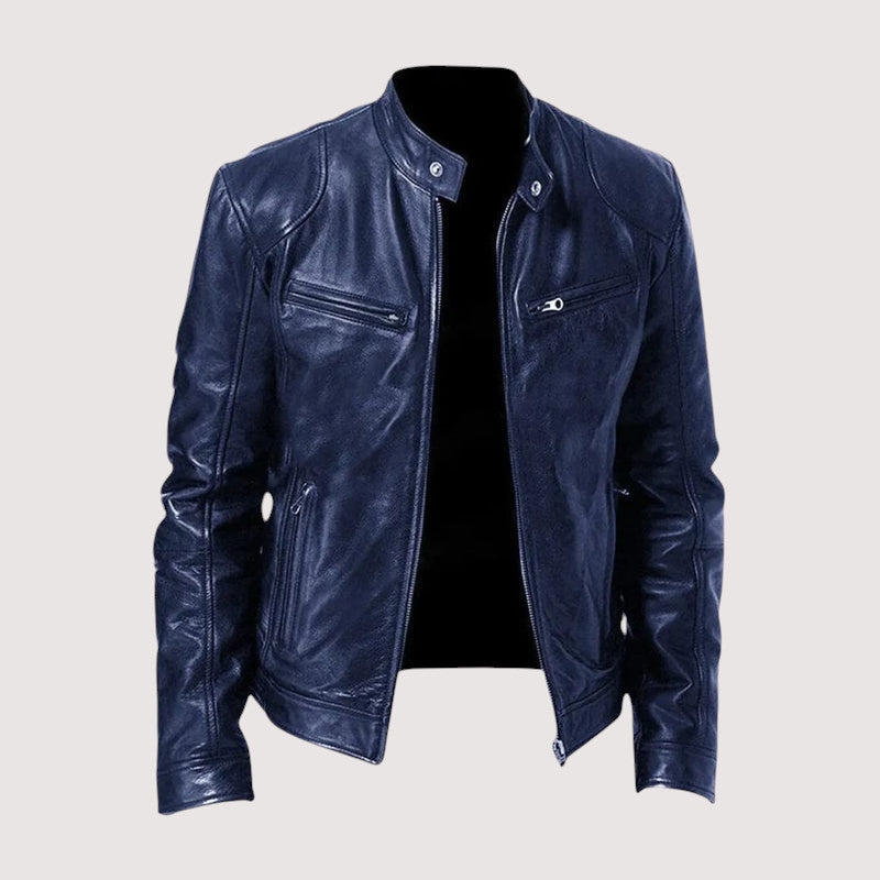 Men's Leather Jacket Biker Style Vegan Leather Protection