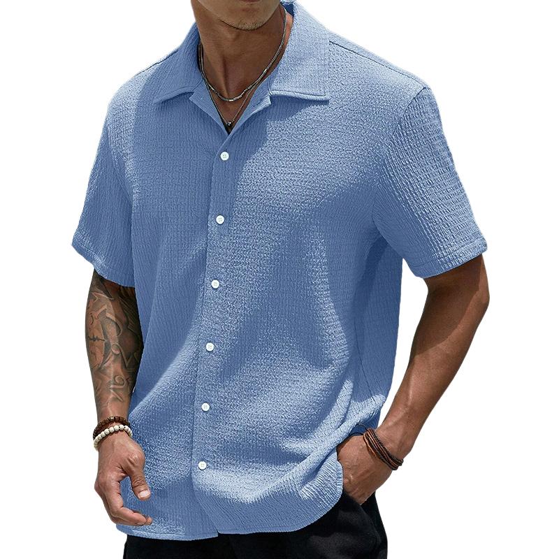 Casual Men's Short Sleeve Button-Down Shirt