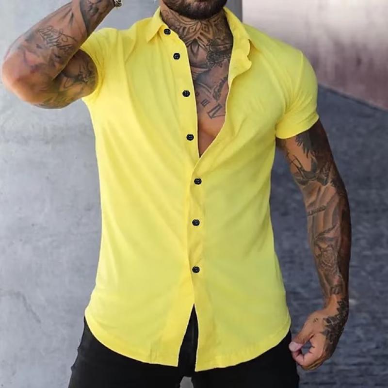 Slim Fit Fashionable Short-Sleeved Men's Shirt