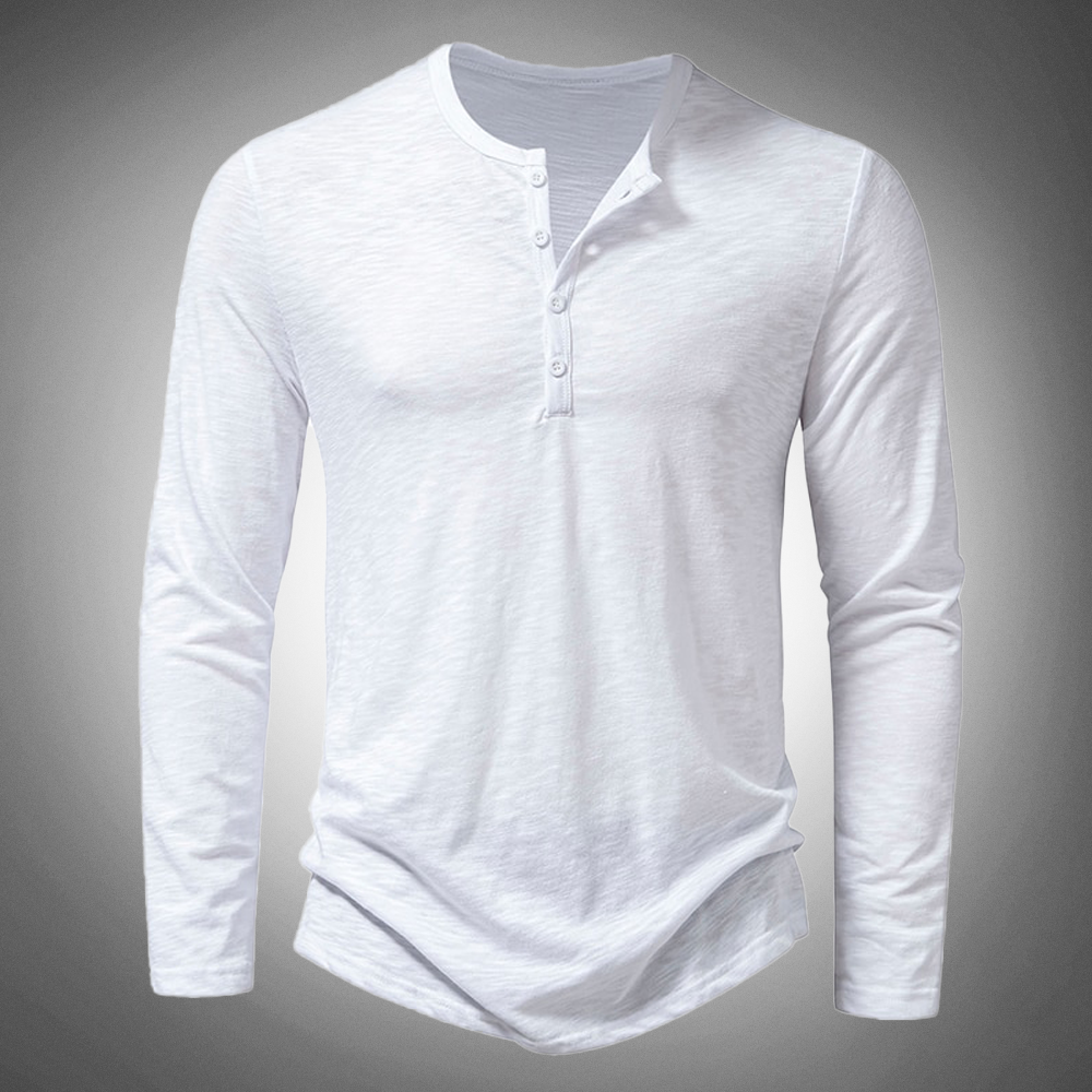 Men's Long-Sleeve Cotton Plain T-Shirt