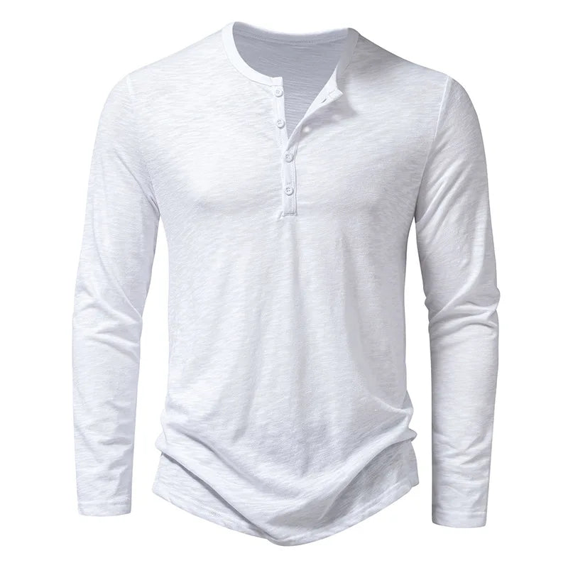 Men's Long Sleeve Solid Henley Shirt
