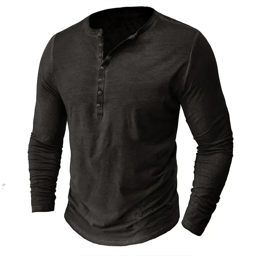 Men's Long-Sleeved Shirt with Buttons