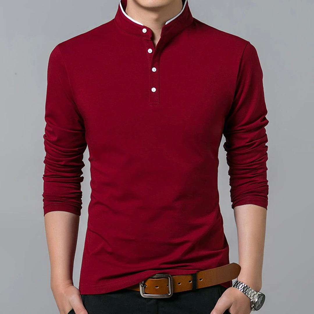 Men's Slim Fit Polo Shirt Button Placket