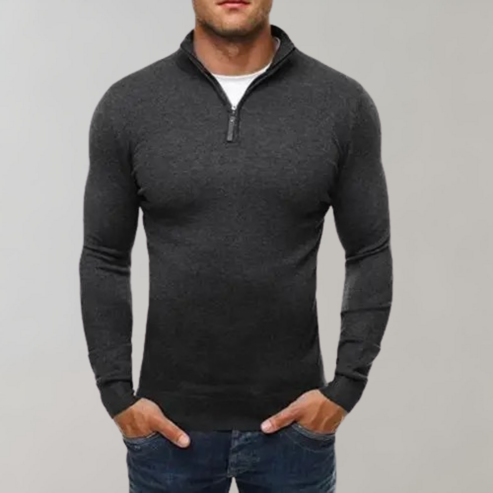 Men's Long Sleeve T-Shirt Slim Fit Zipper