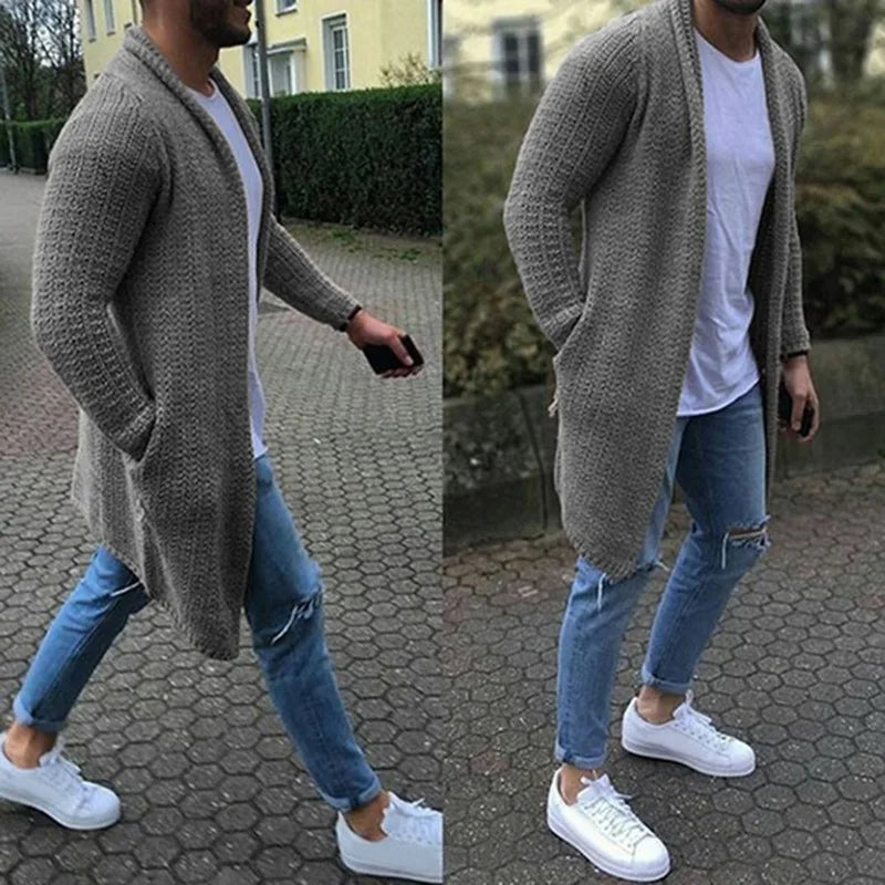 Men's Long Warm Open Cardigan