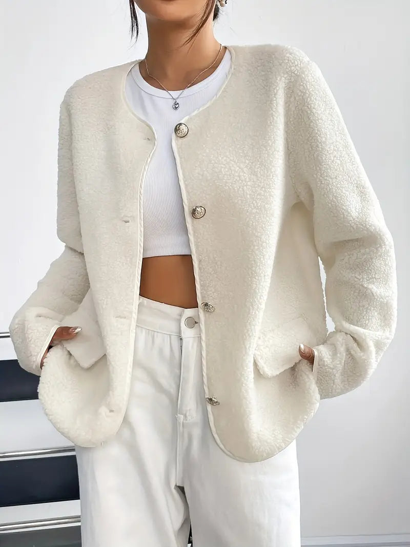 Women's Round Neck Cardigan Elegant Design