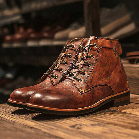 Herren Stiefel Leder Schwarz