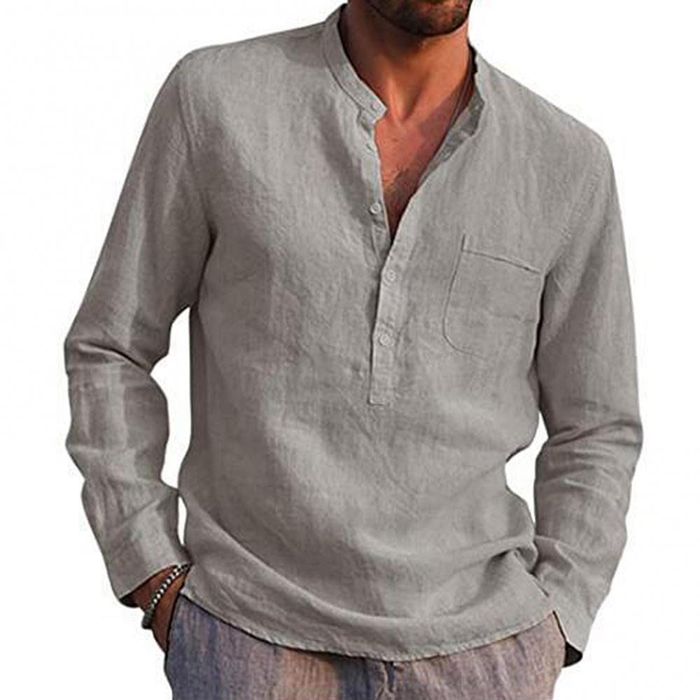 Men's Lightweight Long-Sleeve Cotton Linen Shirt