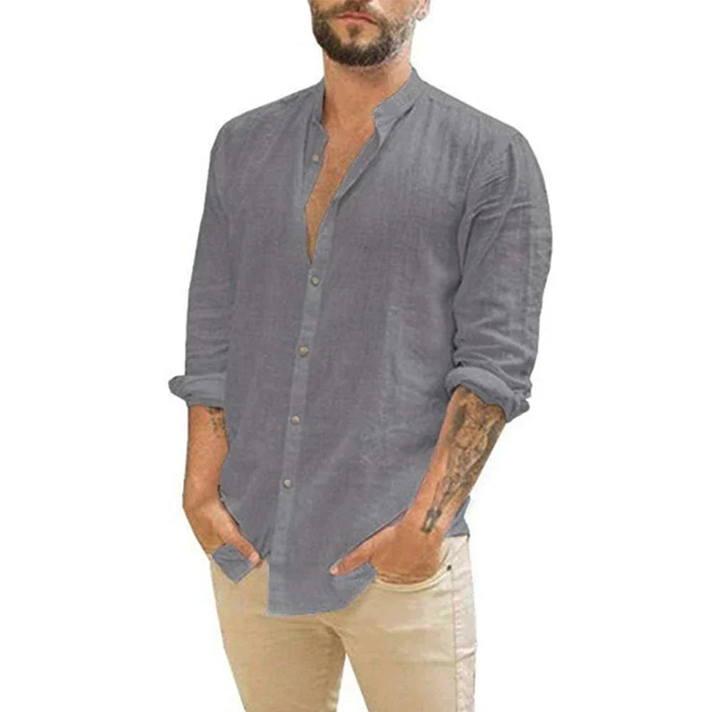 Linen Shirt Long Sleeve Summer Modern Men