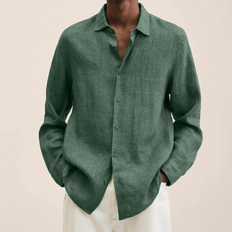 Men's Long Sleeve Linen Shirt Casual Style