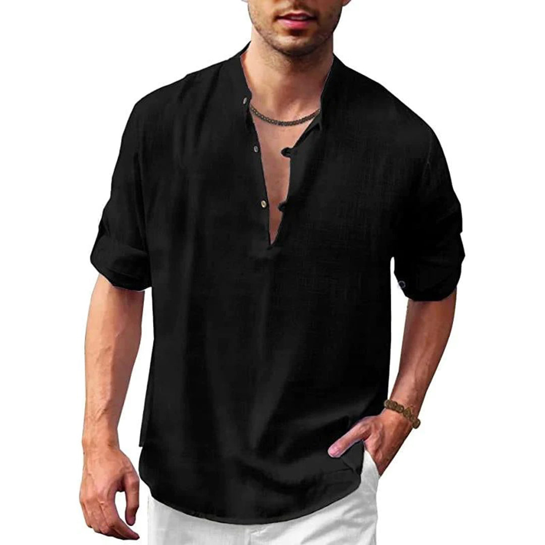 Linen Shirt Summer Comfortable V-Neck