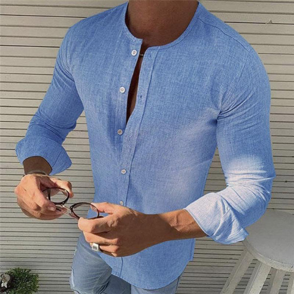 Men's Slim Fit Linen Shirt Long Sleeve Buttons