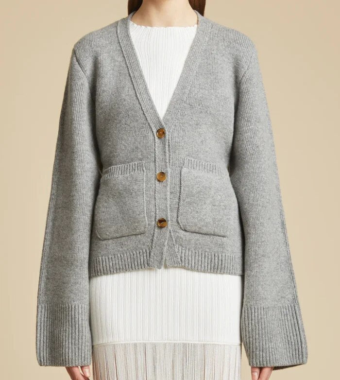 Women's Elegant V-Neck Button-Front Cardigan