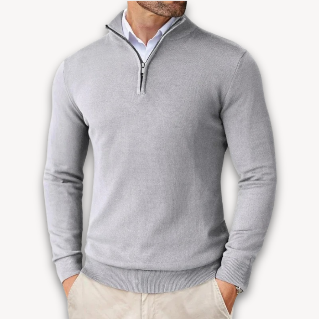 Herren Pullover Baumwolle Viertelreißverschluss