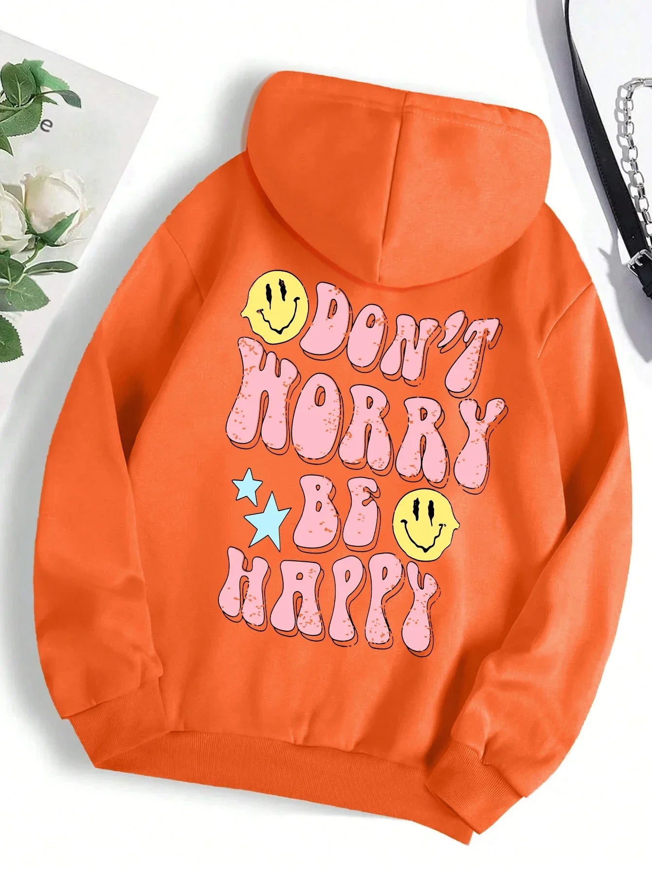 Kuschel Hoodie Damen Worry Be Happy