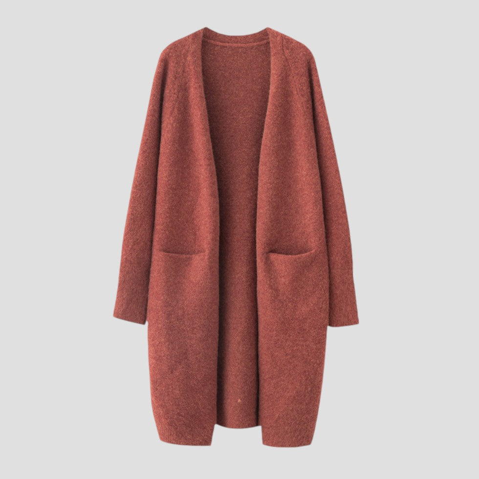 Women's Cashmere Cardigan Long Open with Pockets