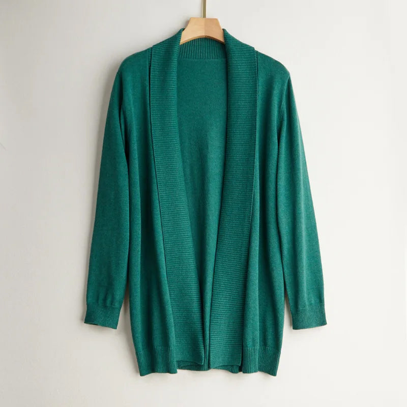 Women's Cashmere Cardigan Open Front Long Sleeve