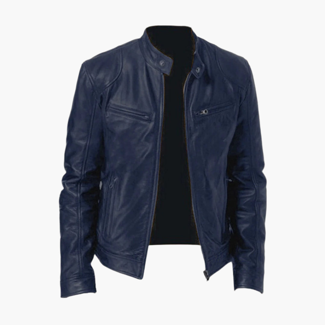 Leather coat biker jacket classic style