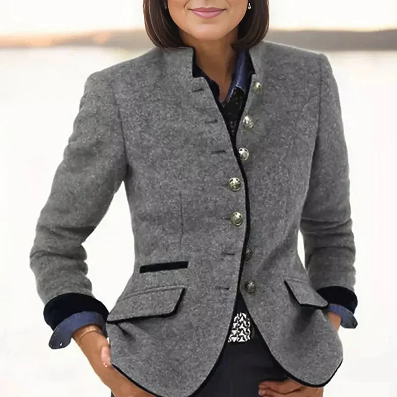 Maßgeschneiderte Herrenblazer Stehkragen Wollmischung Elegant - IdealeKleiden