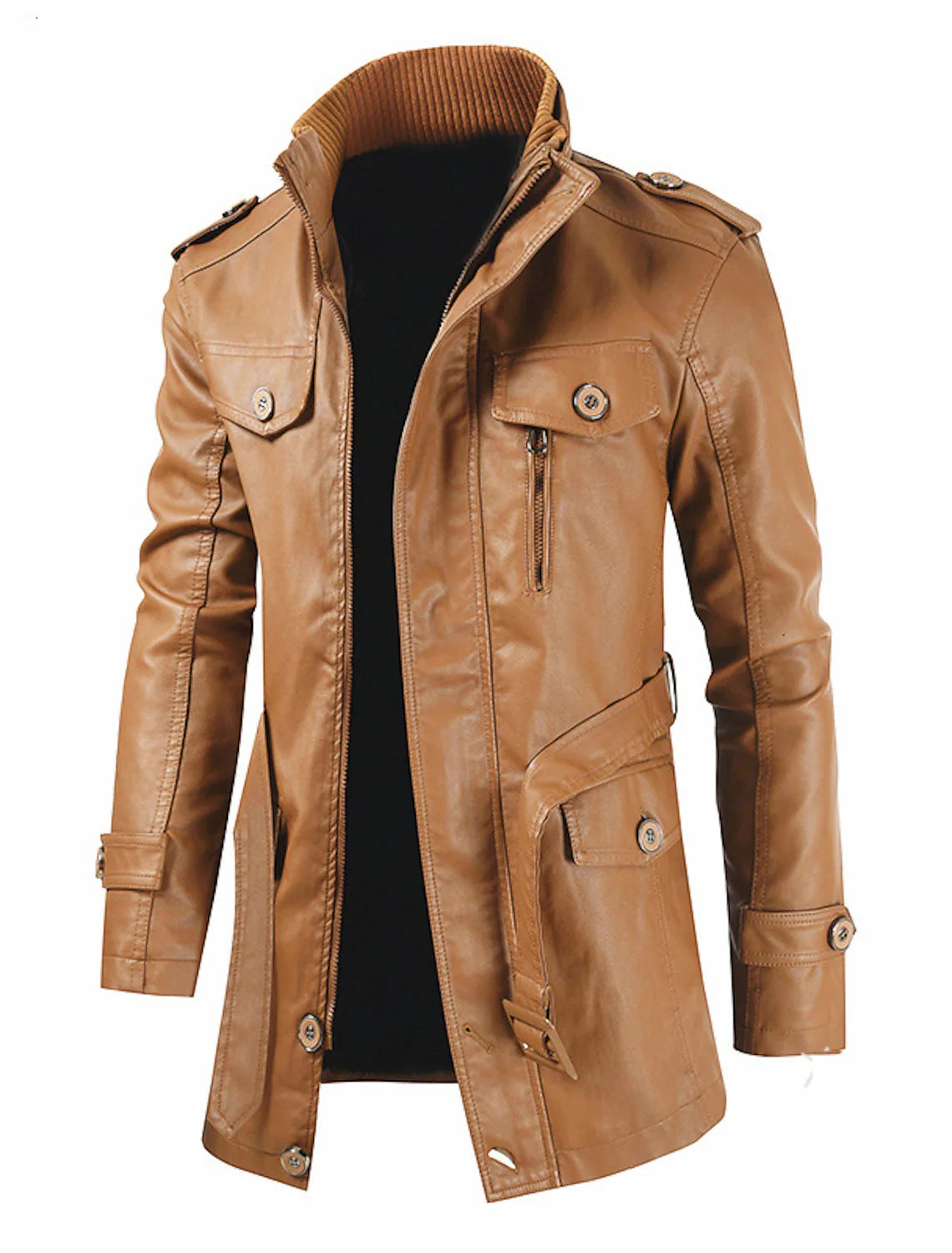 Men's Long Elegant Leather Jacket