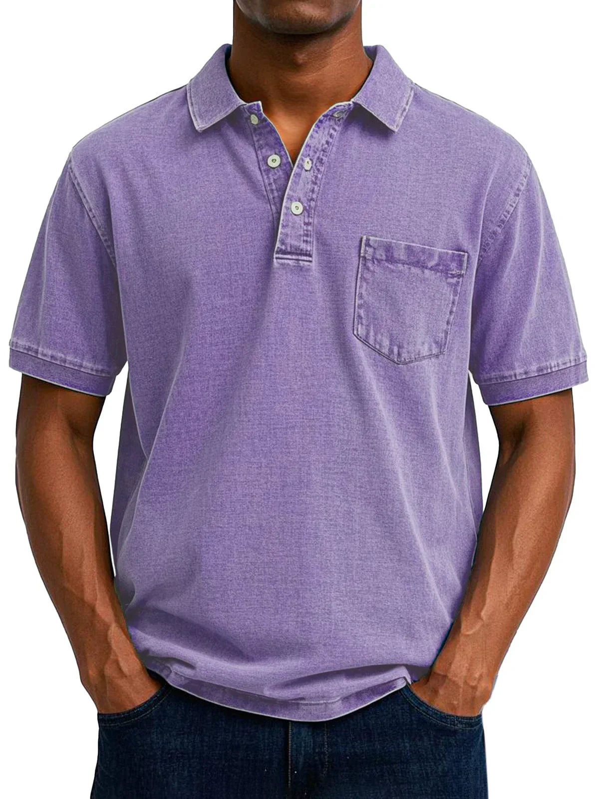 Men's Retro Polo Shirt with Chest Pocket