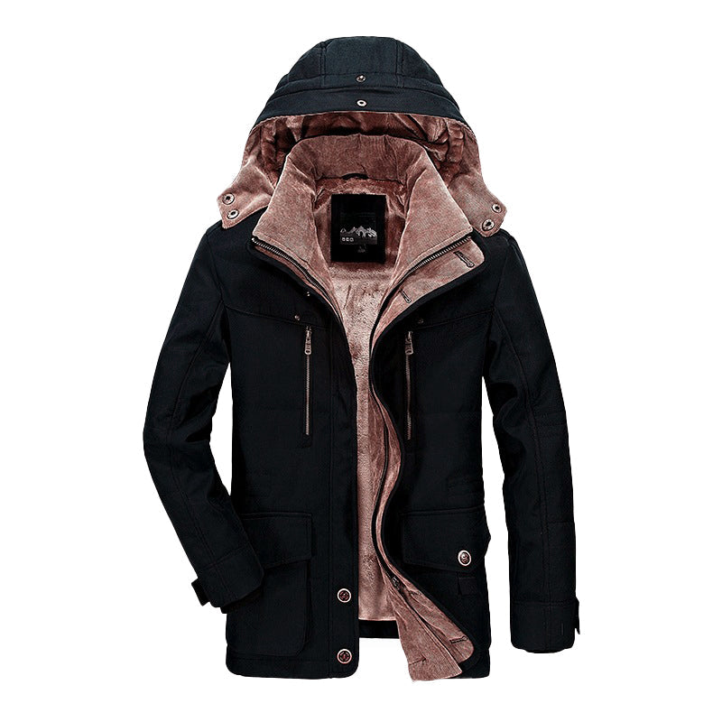 Warm gefütterte Winterjacke Kapuze Fleece