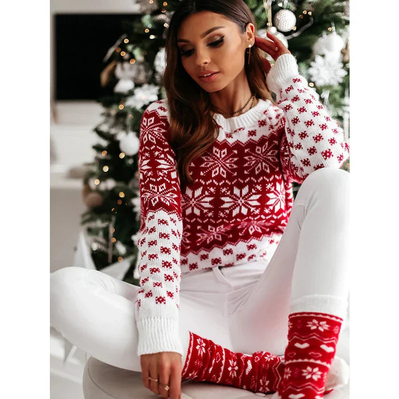 Women's Christmas Sweater Snowflake Design