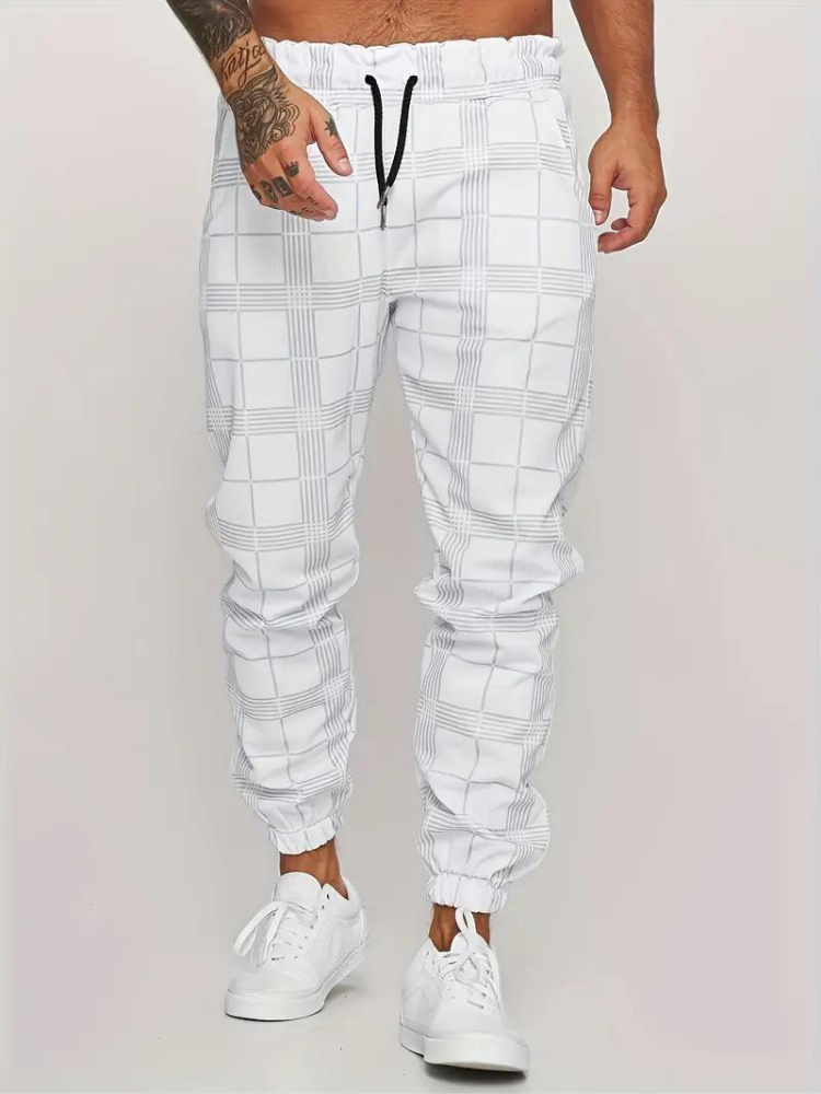 Comfortable Men's Plaid Joggers Elastic
