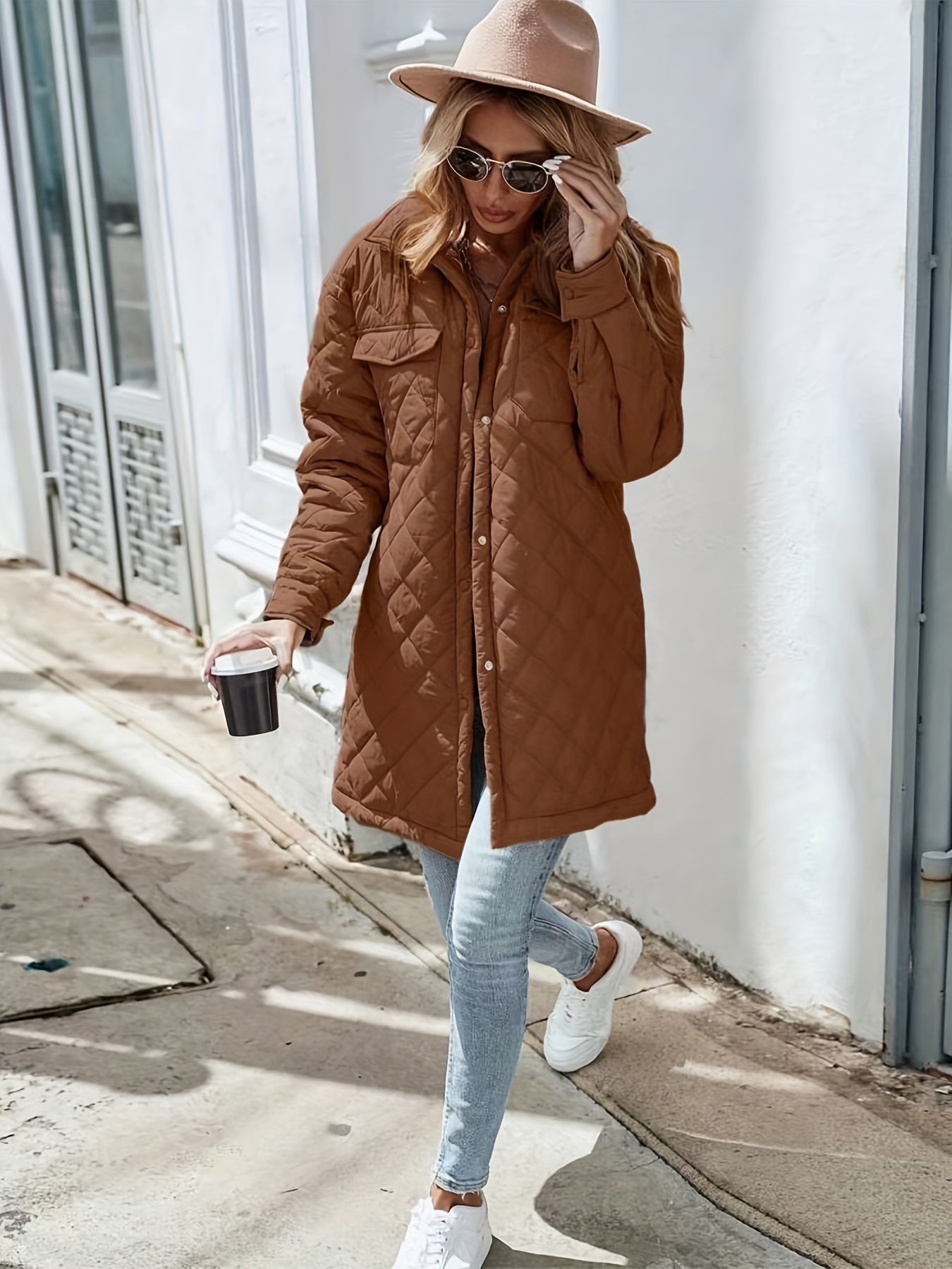 Damen Winterjacke Wattierte Pufferjacke Lang - IdealeKleiden